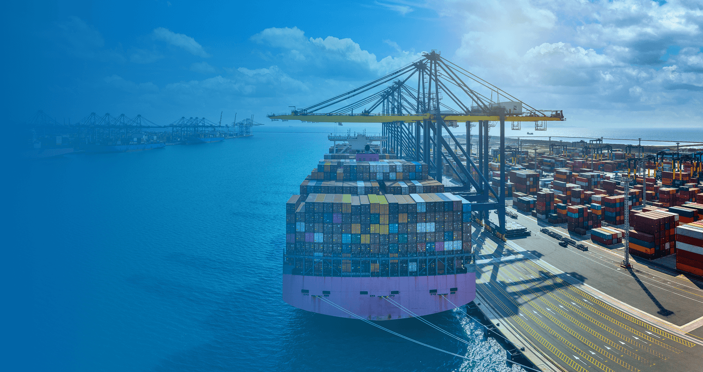 Aerial view cargo ship cargo container