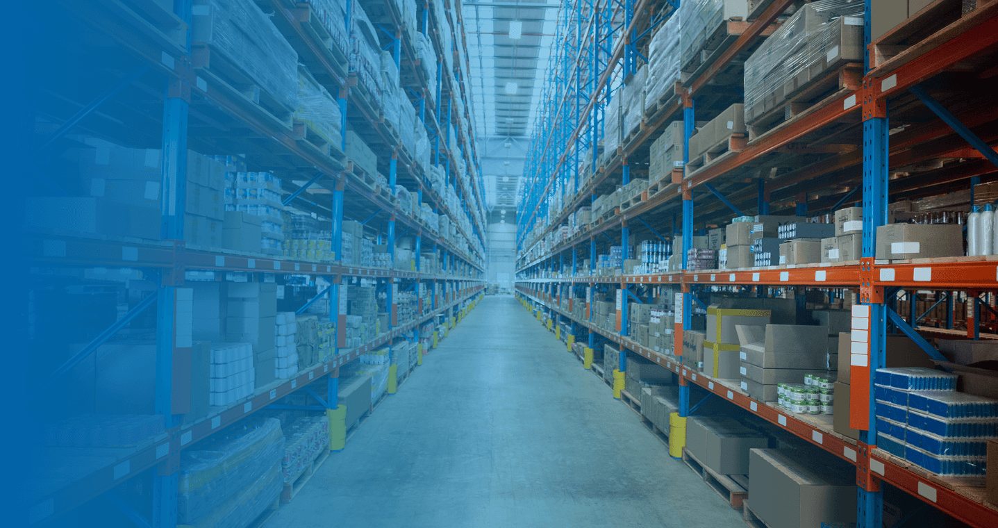 Boxes on shelves warehouse